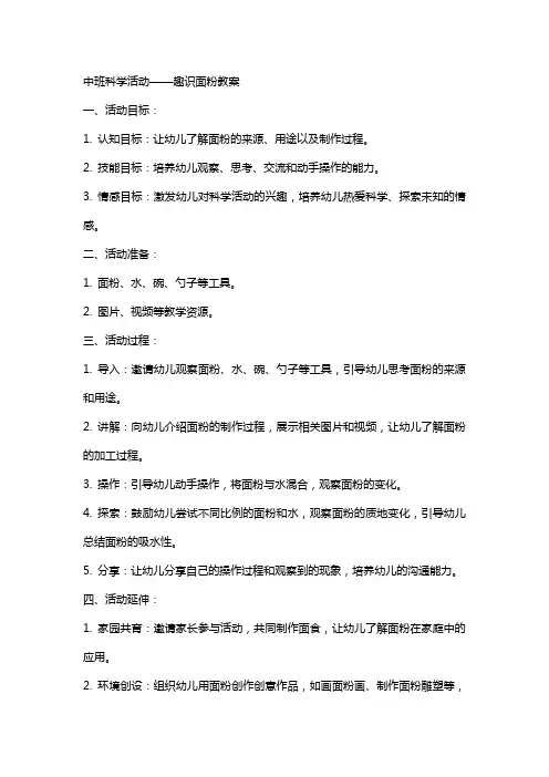 中班科学活动趣识面粉教案