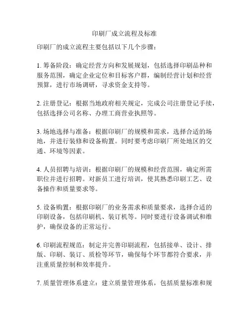 印刷厂成立流程及标准