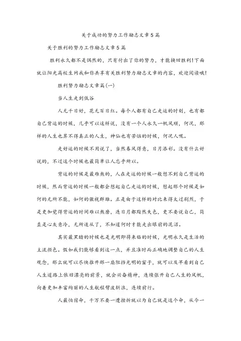 关于成功的努力工作励志文章5篇