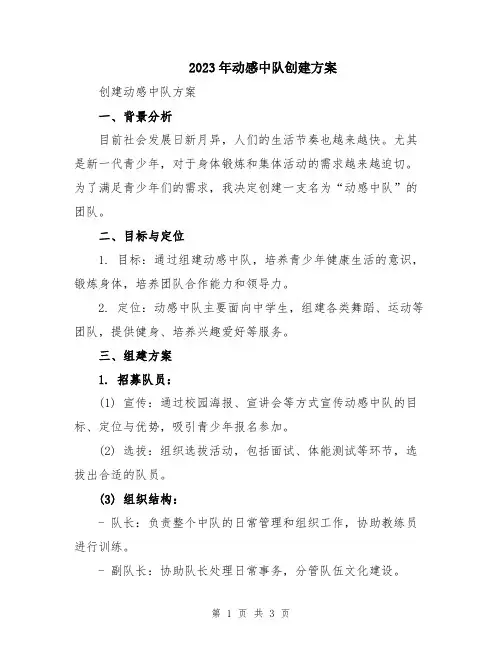 2023年动感中队创建方案