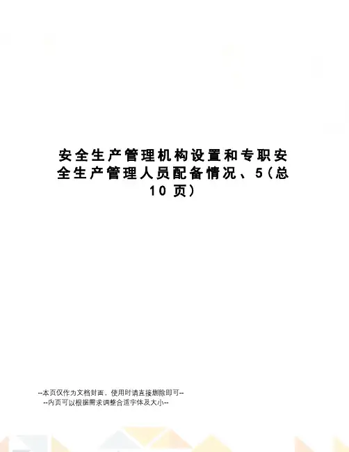 安全生产管理机构设置和专职安全生产管理人员配备情况