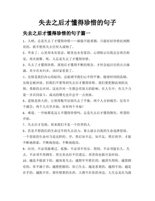 失去之后才懂得珍惜的句子