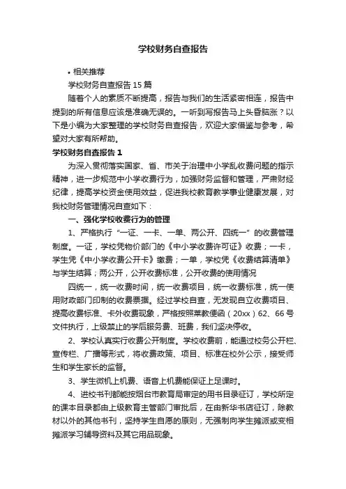 学校财务自查报告