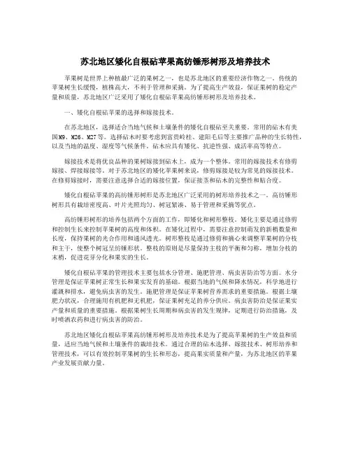 苏北地区矮化自根砧苹果高纺锤形树形及培养技术