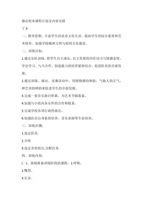 器乐校本课程计划及内容安排