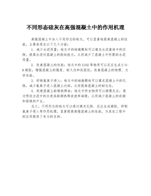 不同形态硅灰在高强混凝土中的作用机理