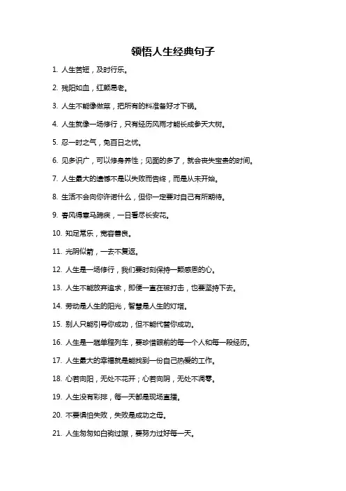 领悟人生经典句子