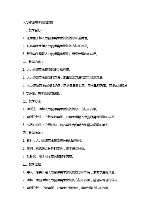 人力资源需求预测教案