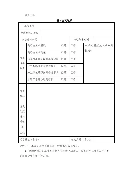 施工旁站记录