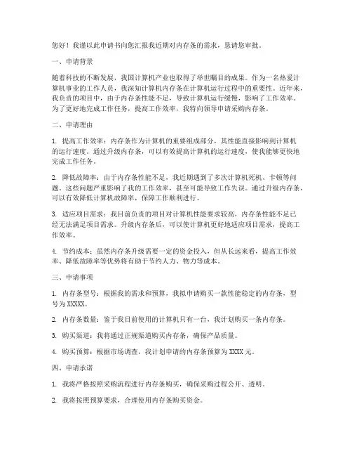 内存条申请书