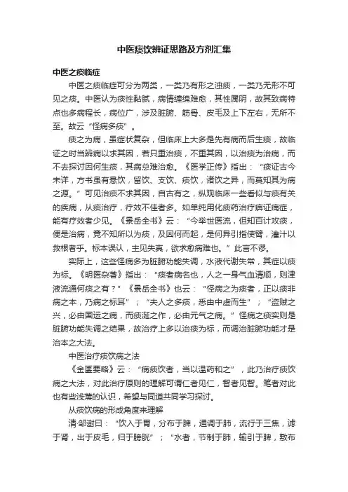 中医痰饮辨证思路及方剂汇集
