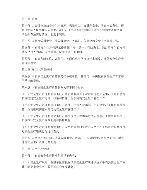 中石油安全生产规章制度