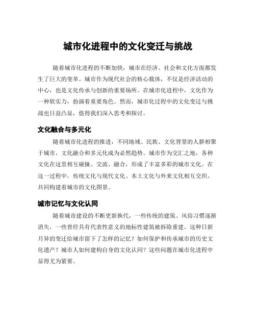 城市化进程中的文化变迁与挑战