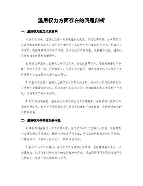 滥用权力方面存在的问题剖析
