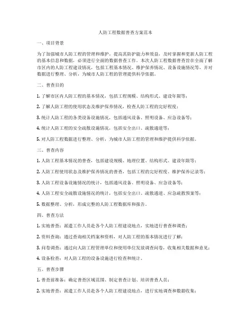 人防工程数据普查方案范本