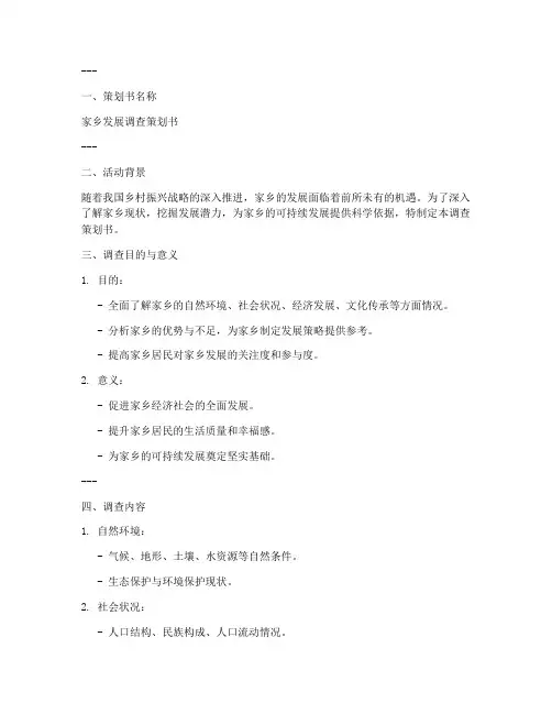 家乡发展调查策划书模板