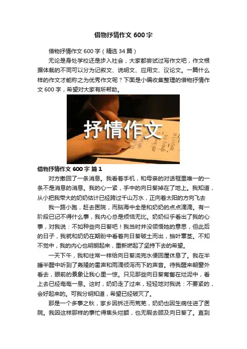 借物抒情作文600字