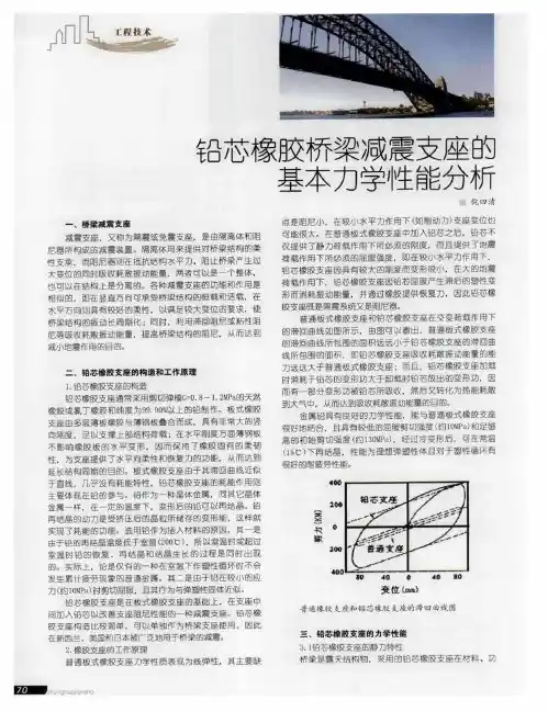 铅芯橡胶桥梁减震支座的基本力学性能分析