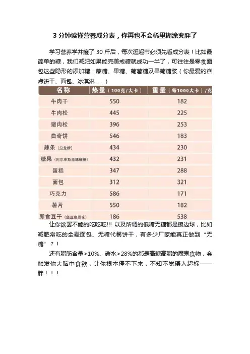 3分钟读懂营养成分表，你再也不会稀里糊涂变胖了