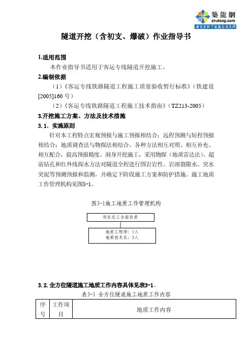 隧道开挖(含初支、爆破)作业指导书