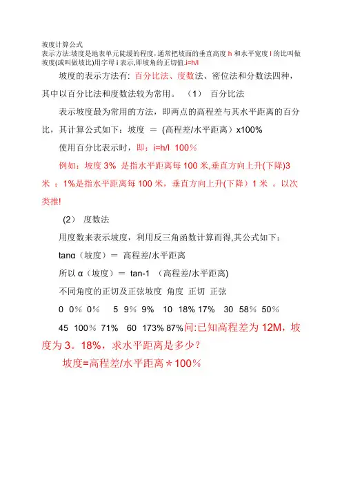 坡度计算公式【模板范本】