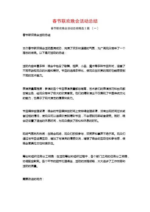 春节联欢晚会活动总结篇