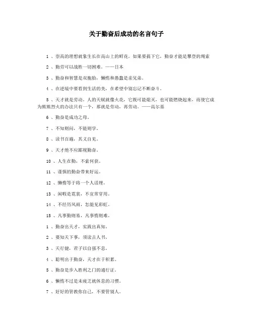 关于勤奋后成功的名言句子