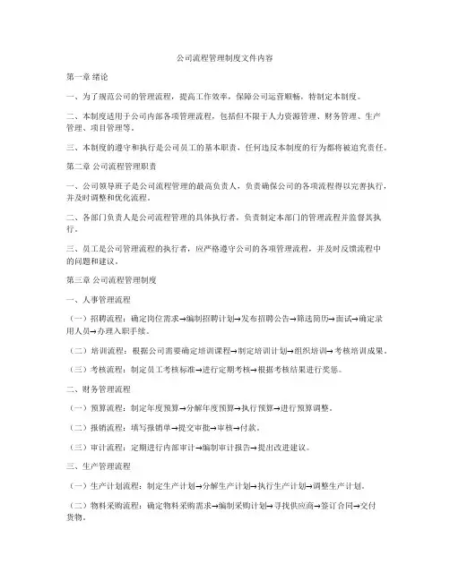 公司流程管理制度文件内容