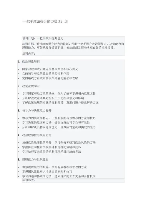 一把手政治提升能力培训计划