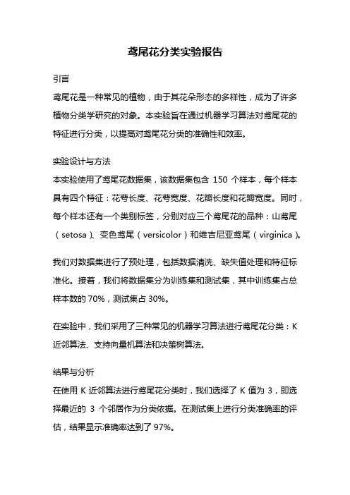 鸢尾花分类实验报告