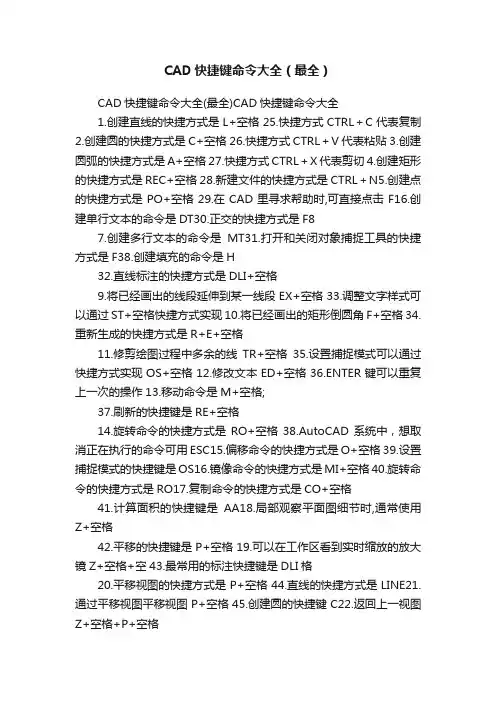 CAD快捷键命令大全（最全）