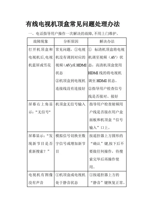 有线电视机顶盒常见问题处理办法
