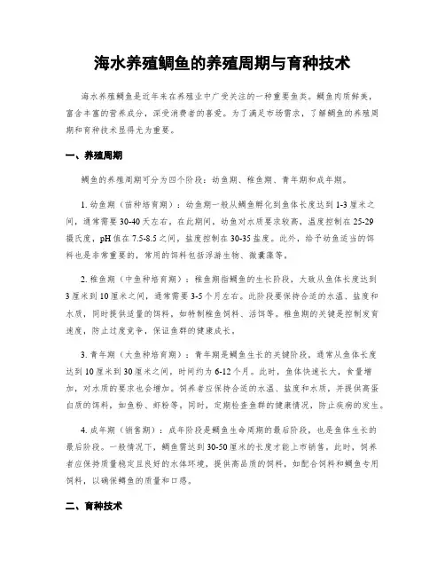海水养殖鲷鱼的养殖周期与育种技术
