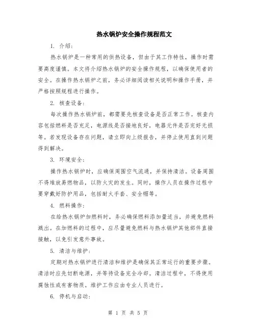 热水锅炉安全操作规程范文（二篇）