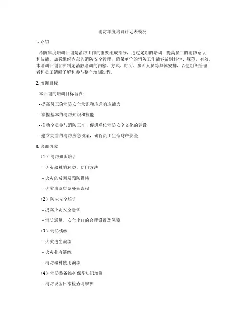 消防年度培训计划表模板