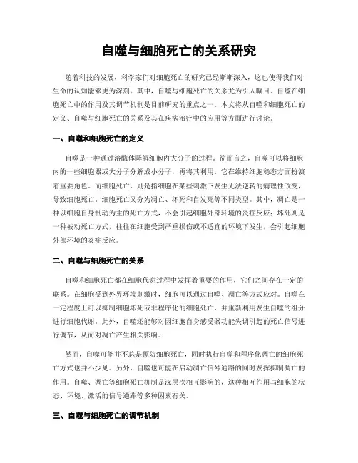 自噬与细胞死亡的关系研究
