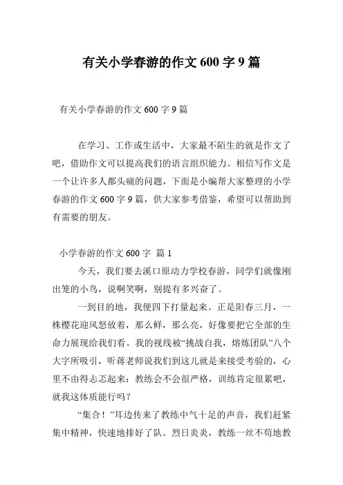 有关小学春游的作文600字9篇