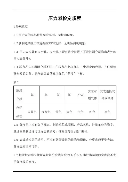 压力表检定规程