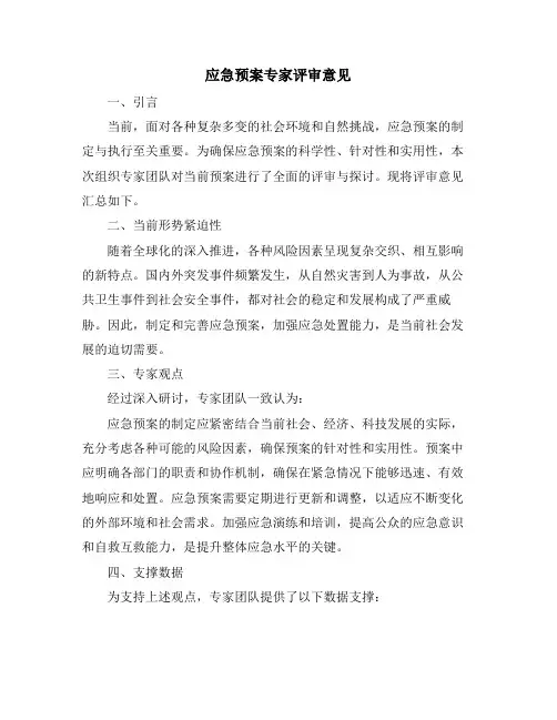 应急预案专家评审意见