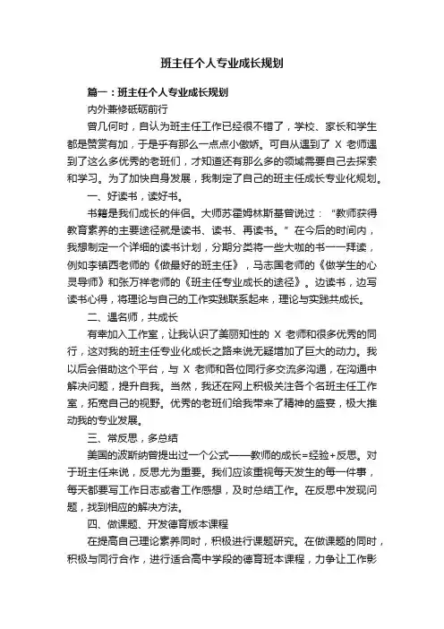 班主任个人专业成长规划