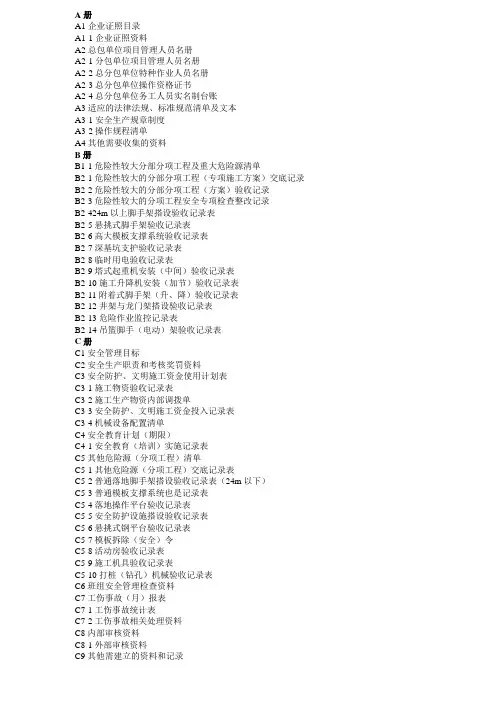危险性较大分部分项工程及重大危险源清单B1
