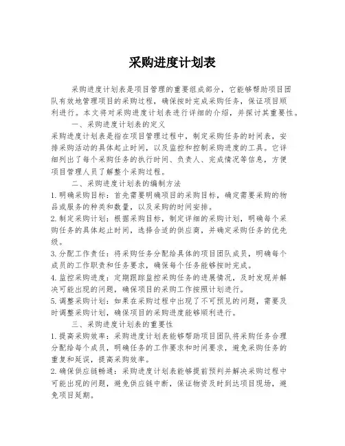 采购进度计划表