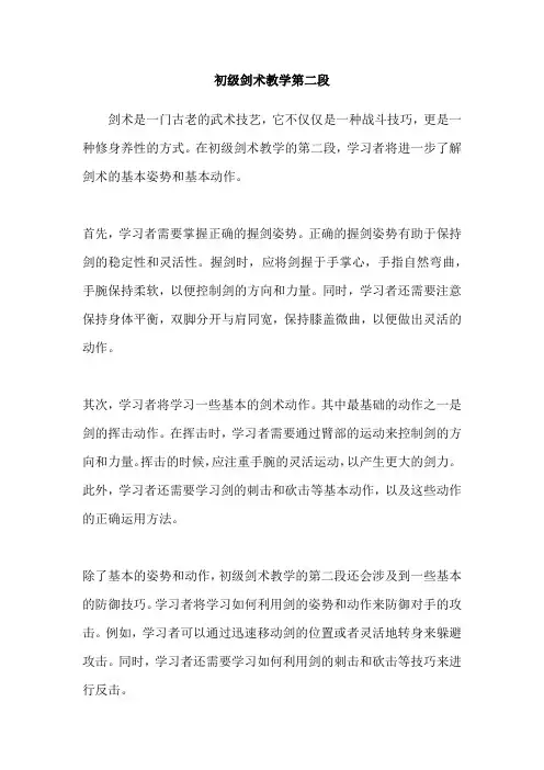 初级剑术教学第二段