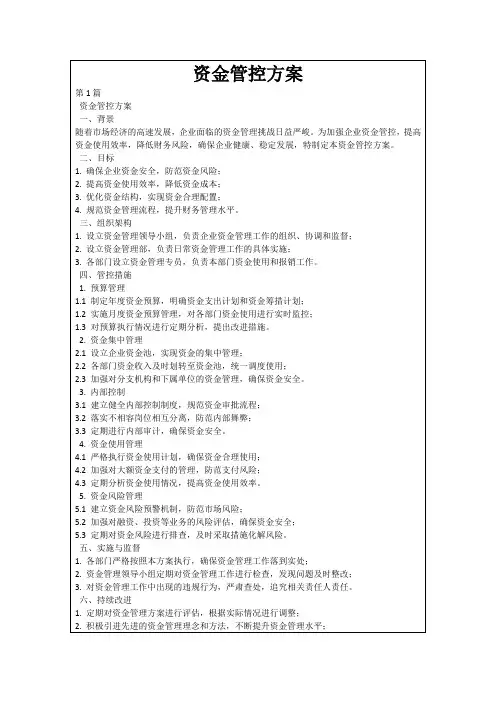 资金管控方案