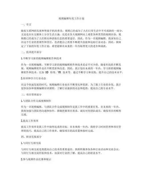 视频编辑年度工作计划