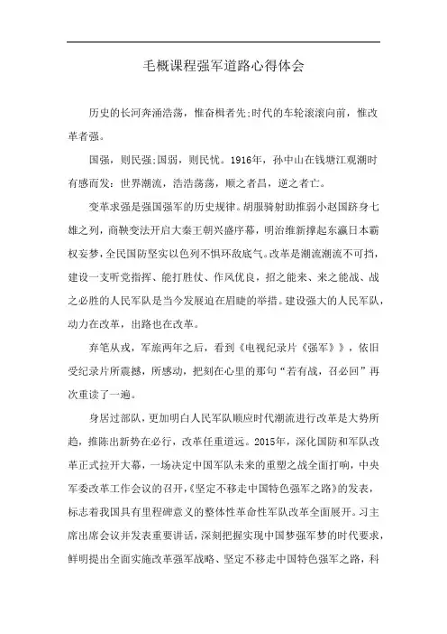 毛概课程强军道路心得体会