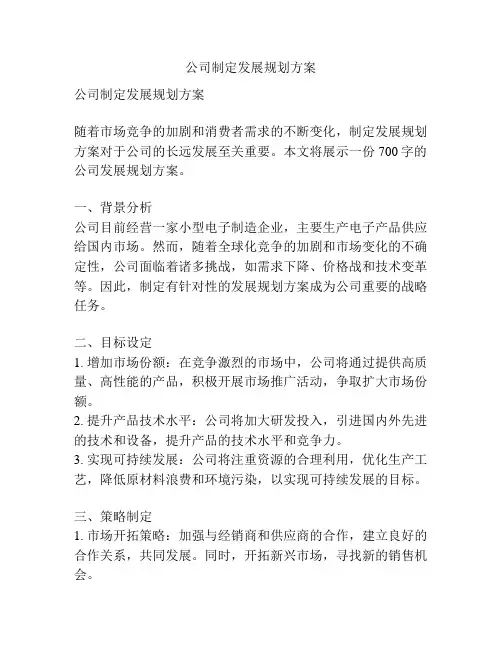 公司制定发展规划方案
