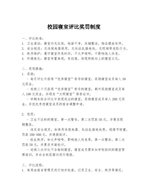 校园寝室评比奖罚制度