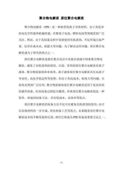 聚合物电解质 原位聚合电解质