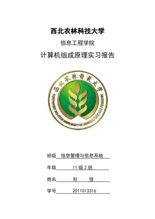 计算机组成原理实验报告-西北农林科技大学